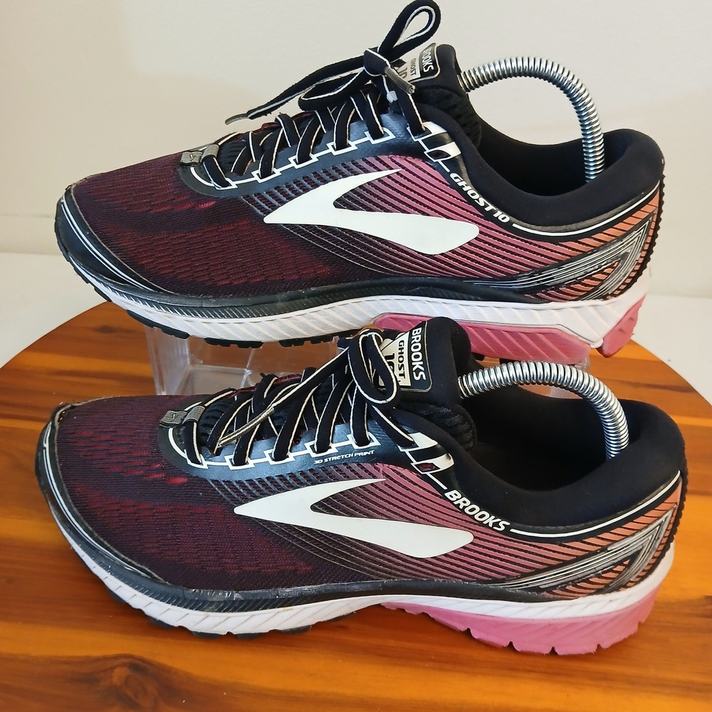 Brooks Ghost 10 Womens 10 Wide Black Pink Running Shoes 1202461D067 Low Top